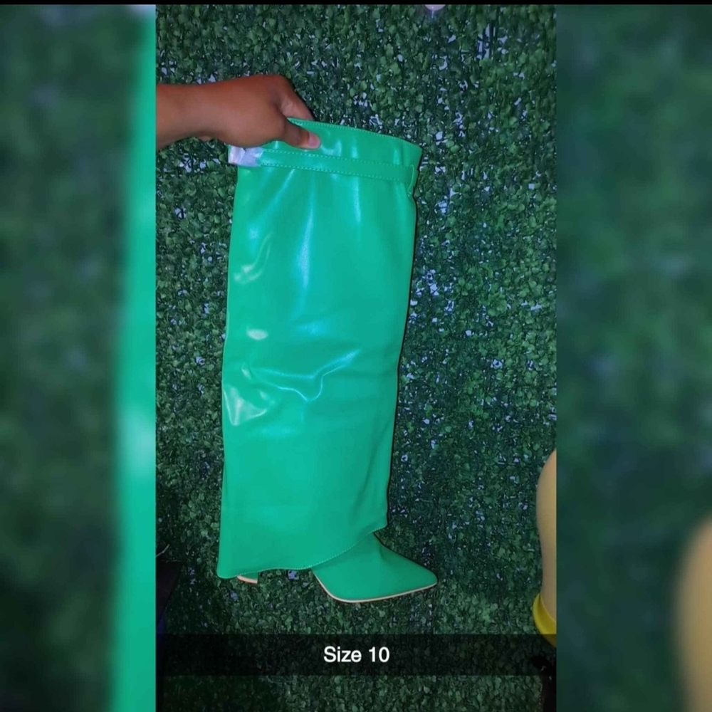 Vibrant Green Knee-High Boots Size 10